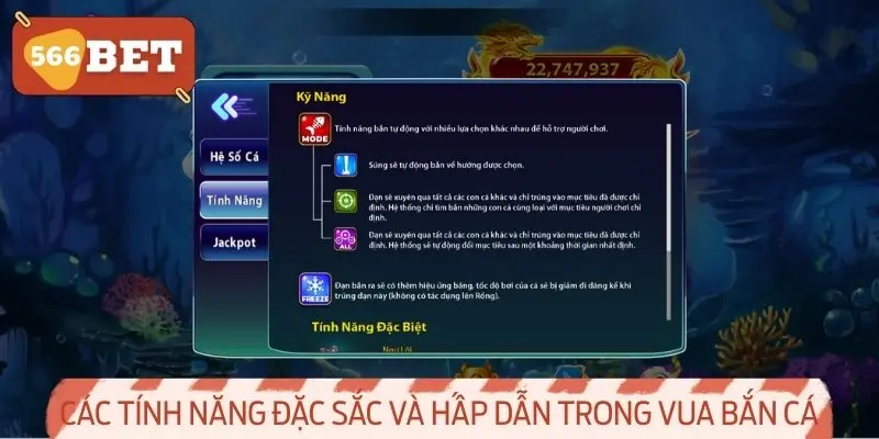Các tính năng đặc sắc và hấp dẫn trong Vua Bắn Cá 3D